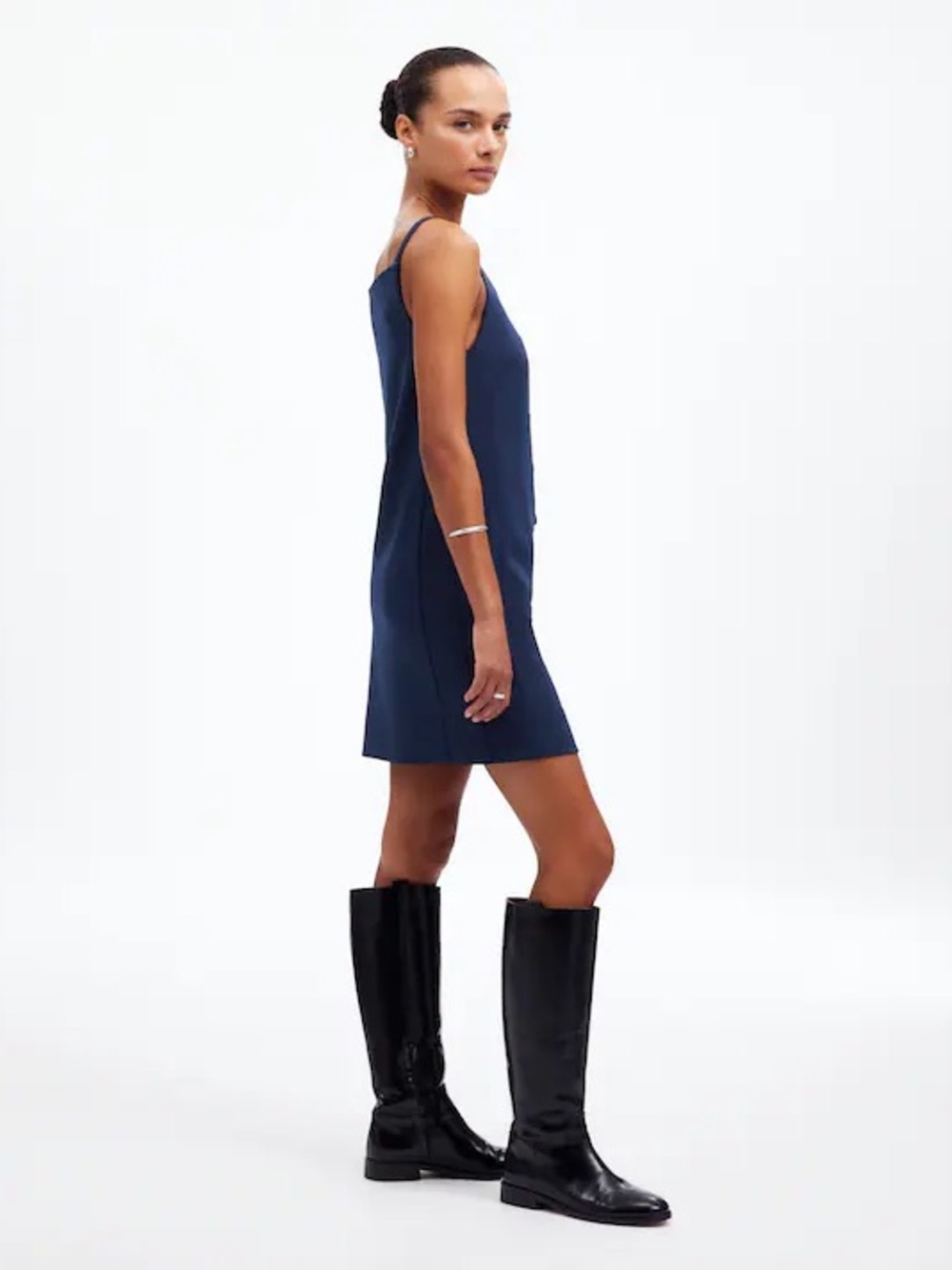 Madewell High Neck Sleeveless Vest Mini Dress Navy Wool Blend Size 8